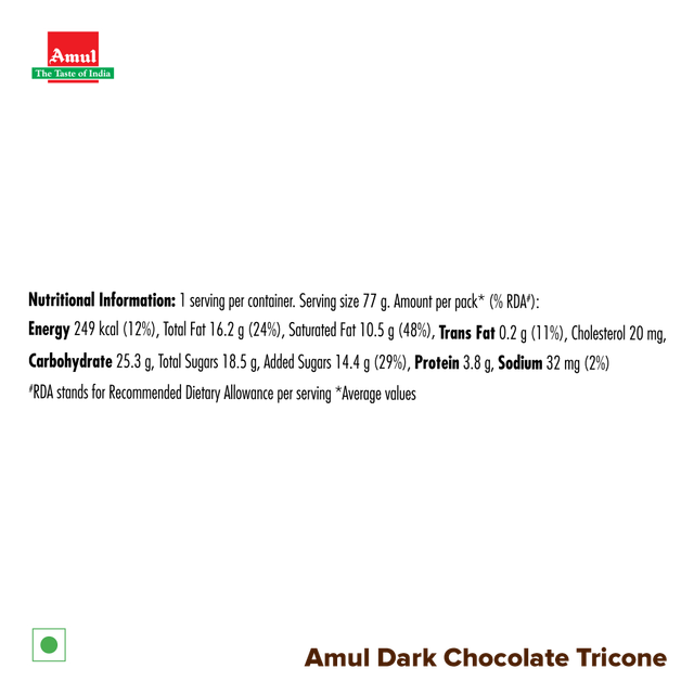 Amul Ice Cream Tricone Dark Choco Ice Cream Cone