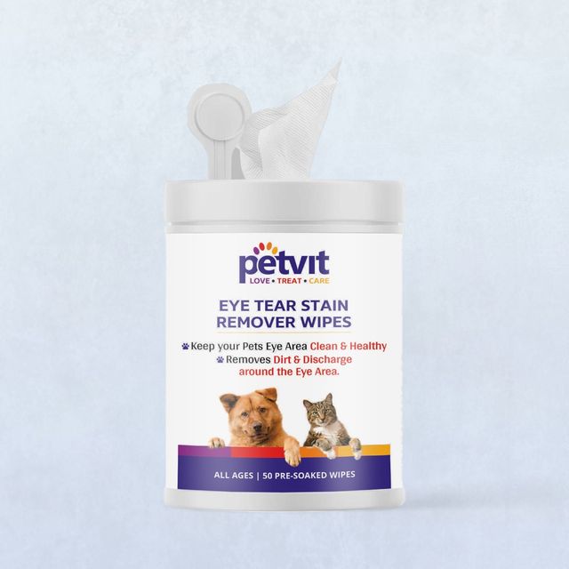 Petvit Eye Tear Stain Remover Wipes For Dogs And Cats - Fragrance Less 50 Wipes