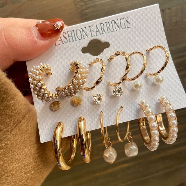 Shining Diva Fashion 18 Pairs Gold Plated Combo Set Stylish Earrings for Women and Girls Rrsdcmb297