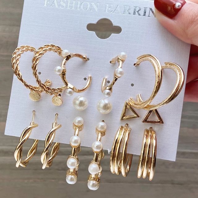 Shining Diva Fashion 18 Pairs Gold Plated Combo Set Stylish Earrings for Women and Girls Rrsdcmb297