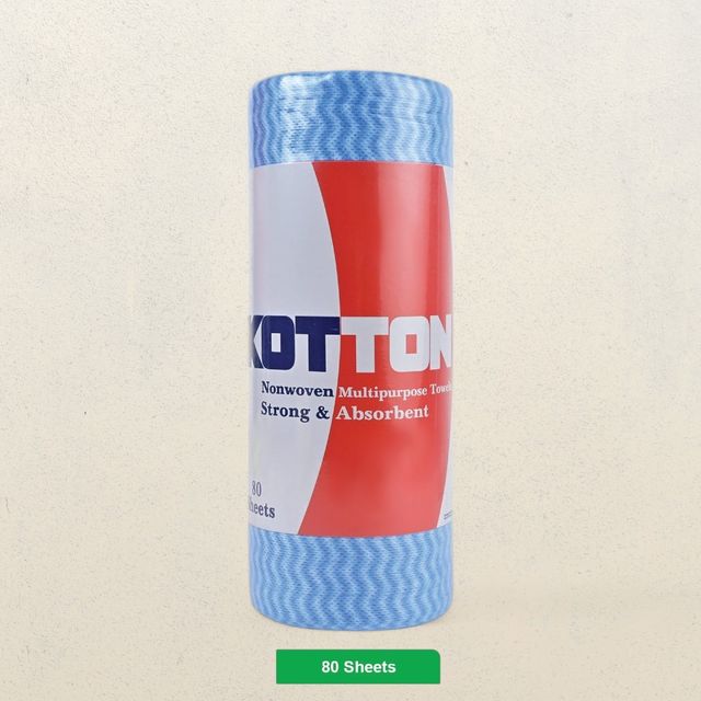 Kotton Non Woven Reusable And Washable Kitchen Roll | 23 cm X 21 cm - 80 Pulls - Assorted