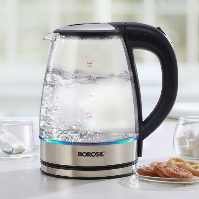 Borosil Electric Glass Kettle with Extra Long Cord| Dryboil Protection|1500 W|360� Rotating Base