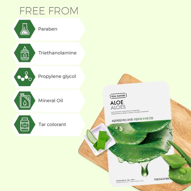 The Face Shop Real Nature Aloe Face Mask (Aloe) 20 g Combo