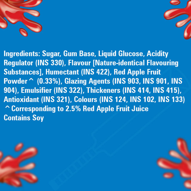 Center Fruit Liquid Filled Cricket Shape Ball, Red Apple Flavour