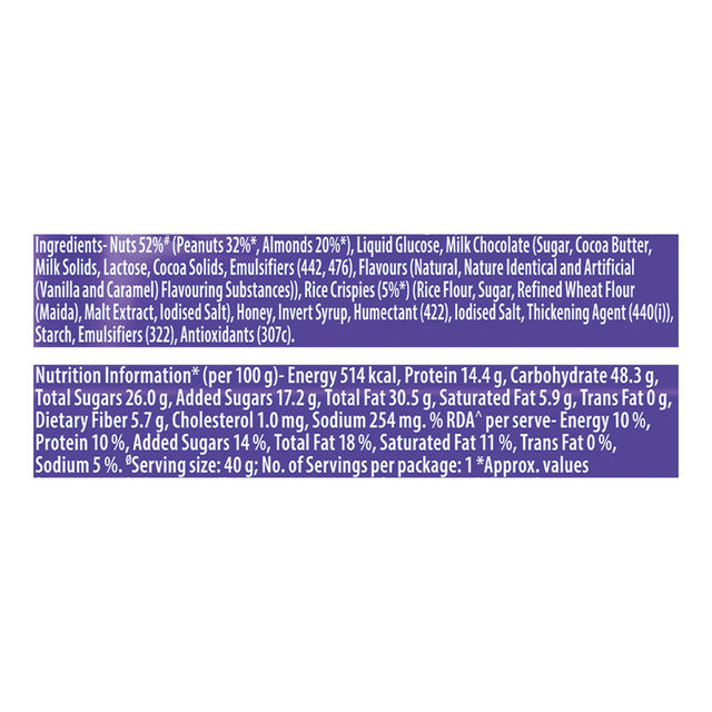 Cadbury Fuse Fit Chocolate Snack Bar with Almonds and Peanuts	