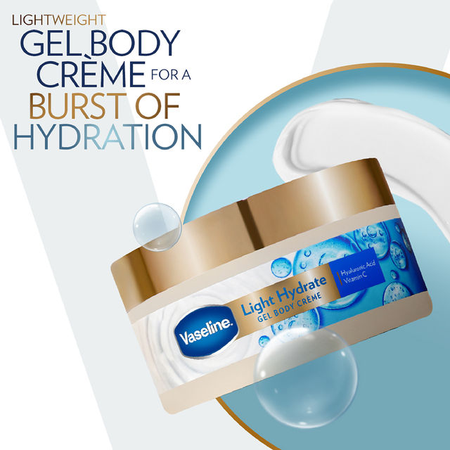 Vaseline Light Hydrate Gel Body Creme Hyaluronic Acid & Vitamin C For Hydrated Radiant Skin
