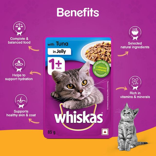 Whiskas Tuna In Jelly, Adult Wet Cat Food Pouch 80 g Combo