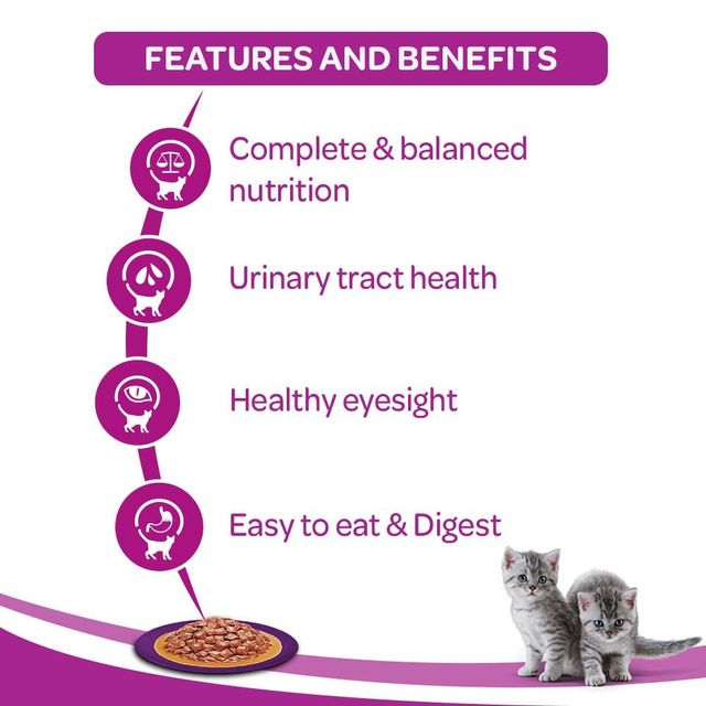 Whiskas Kitten (2-12 Months) Wet Cat Food, Tuna in Jelly 80 g Combo