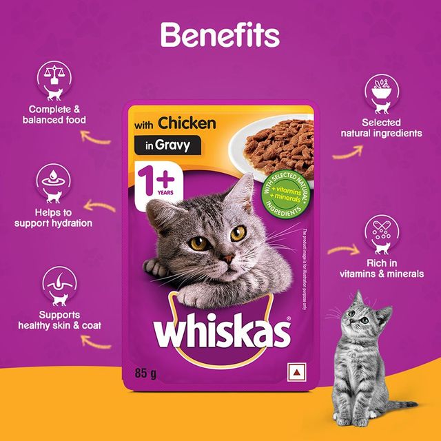 Whiskas Chicken in Gravy, Adult Wet Cat Food 80 g Combo