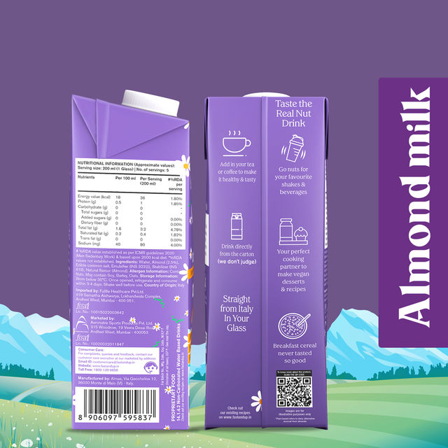 Fast&Up GoodEatz Almond Milk Vegan Plant Based Dairy Alternative Naturally Sweet & Creamy