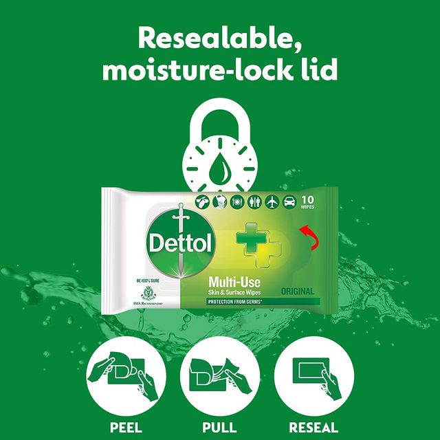 Dettol Multi-Use Skin and Surface Wet Wipe 10 pc Combo