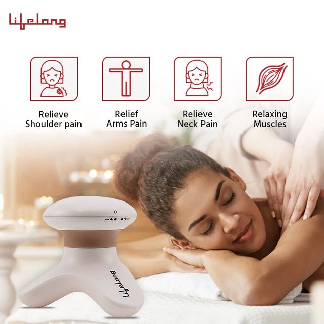 Lifelong Llm09 Mini Head And Body Massager, Beige And Brown