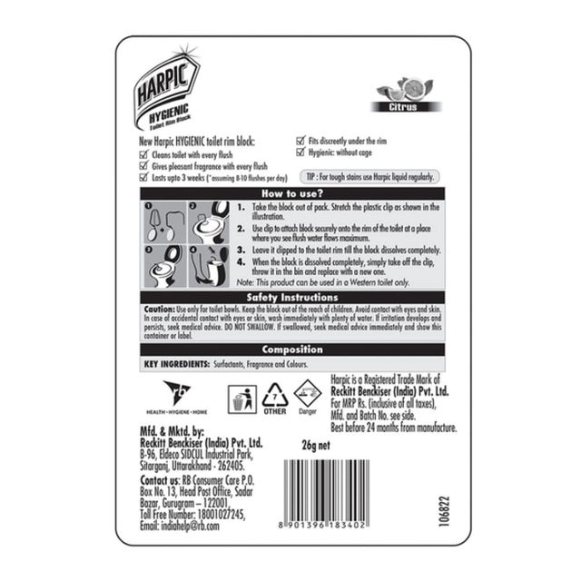 Harpic Toilet Rim Cleaner Blocks - Citrus 26 g Combo