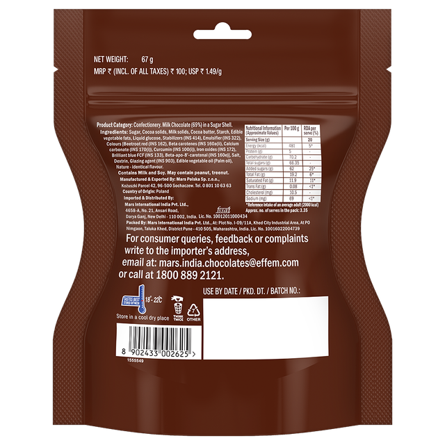 M&M's Milk Chocolate Candy Pouch