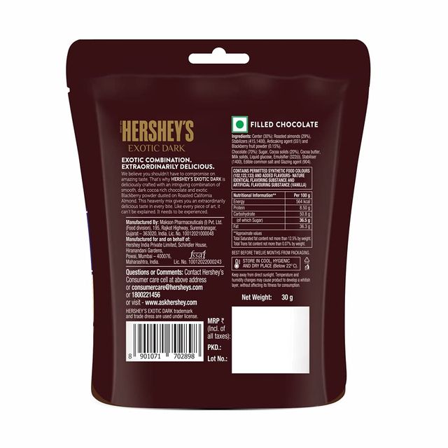 Hershey's Exotic Dark Chocolate Californian Almonds - With Blackberry Crunchy Dark Chocolate