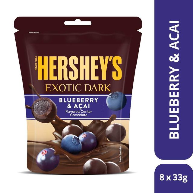Hershey's Exotic Dark Blueberry And Acai Chocolates Share Bag 33.3 g Combo