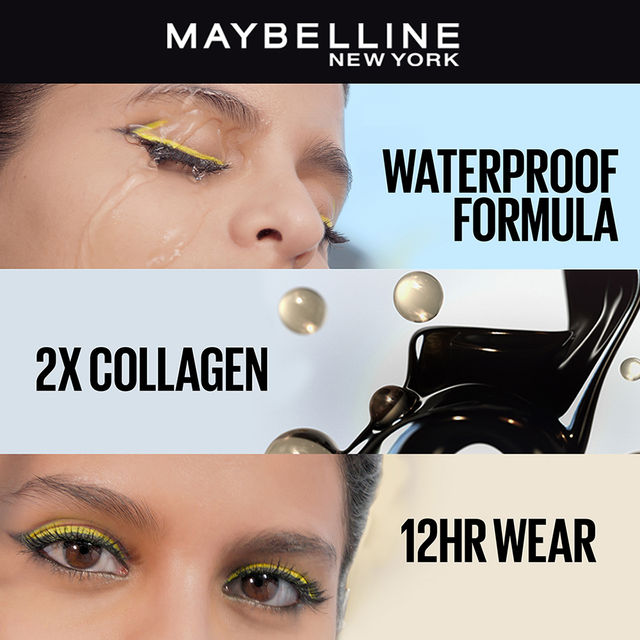 Maybelline New York Colossal Kajal Black Fix With Aloe Vera(0.35gms), Maybelline New York Volume Express Colossal Mascara Waterproof Black(10ml) & Maybelline Eyeliner - Bold Black | Waterproof(1pc) Combo
