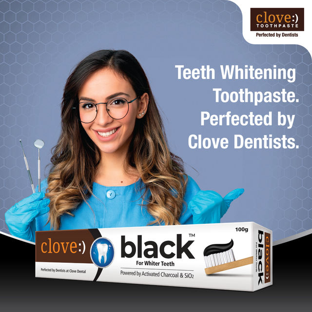 Clove Black For Whiter Teeth Powered By Activated Charcoal & SiO2