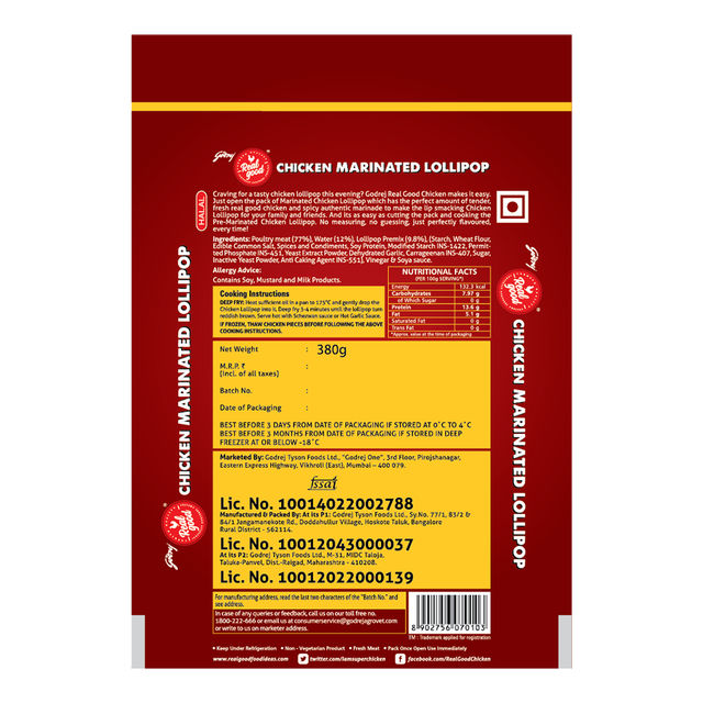 Godrej Real Good Chicken Marinated Lollipop 