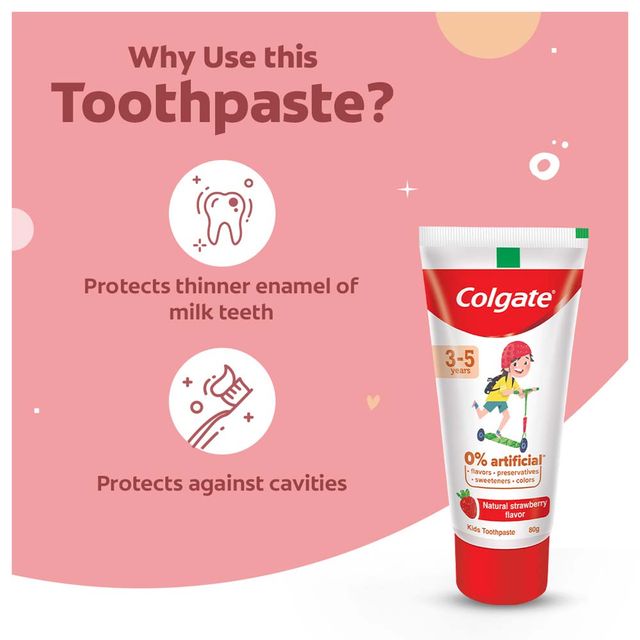 Colgate Toothpaste Natural Strawberry Baby For Kids | 3 - 5 years