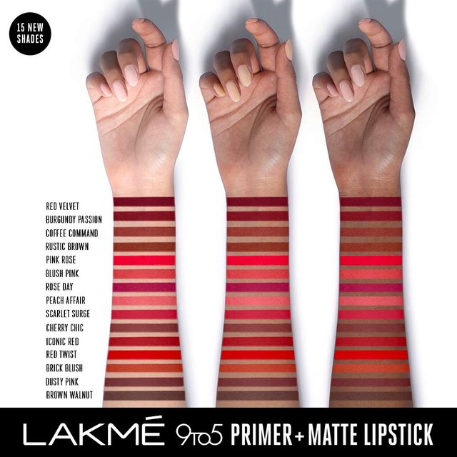 Lakme 9to5 Powerplay Priming Matte Lipstick, Lasts 16hrs, Burgundy Passion