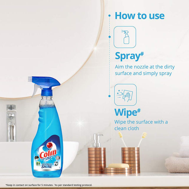 Colin Glass and Surface Cleaner Liquid Spray Regular 500 ml & Scotch Brite Sponge Wipes 3 pc Combo
