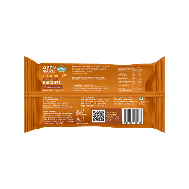 Open Secret Zero Maida Butter Millet Biscuit | Healthy Snacks with Zero Refined Sugar & No Palm Oil