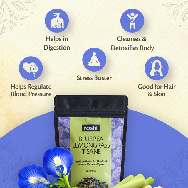 Roshi Bluepea Lemongrass Tea(100% Caffeine Free Herbal Tea)