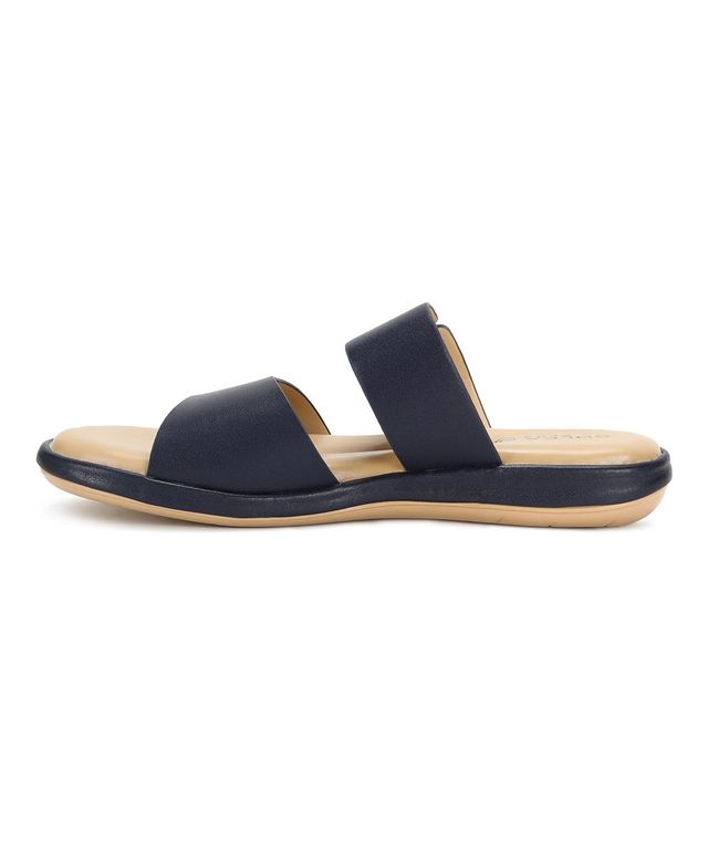 Paragon Women Embellished Lightweight Open Toe Flats Navy Blue - 5