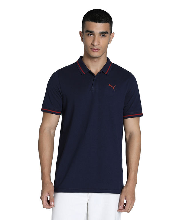 Puma Men's Polo T-Shirt Collar Tipping - Blue | L