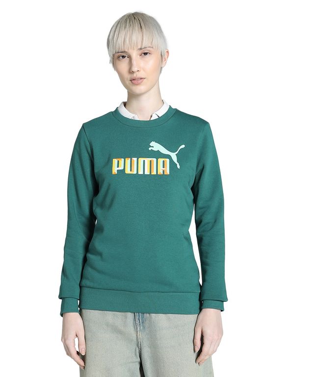 Puma Women's Sweatshirt Crew-Neck Graphics - Green | M