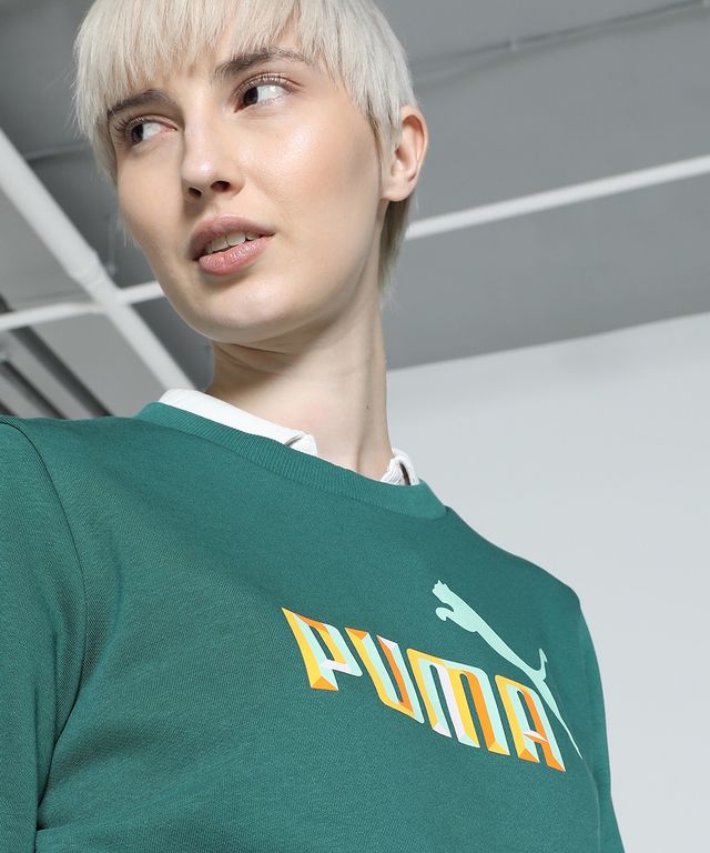 Puma Women's Sweatshirt Crew-Neck Graphics - Green | M