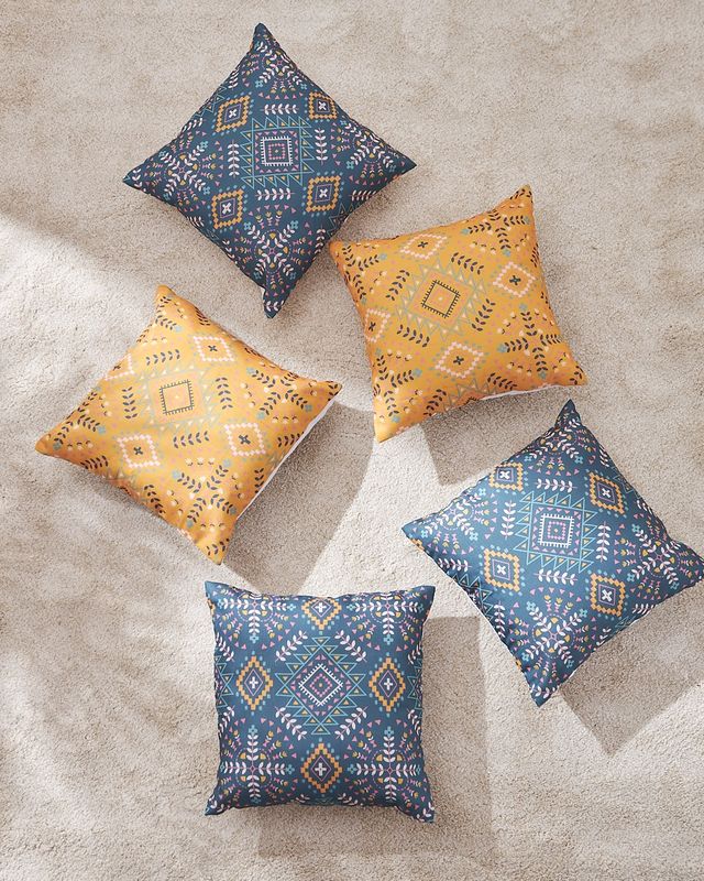 Teal By Chumbak | Mexico Aztec 16 inch Cushion Covers Set Of 5