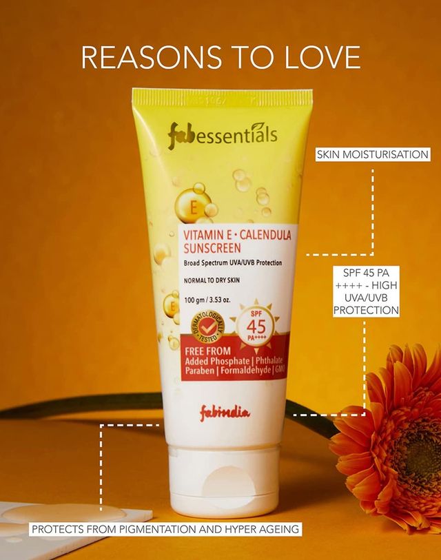 Fabessentials Vitamin E Calendula Suncreen SPF 45 PA++++