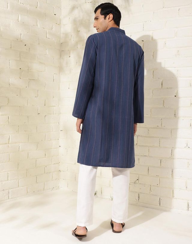 Fabindia Men's Long Kurta | Navy - M