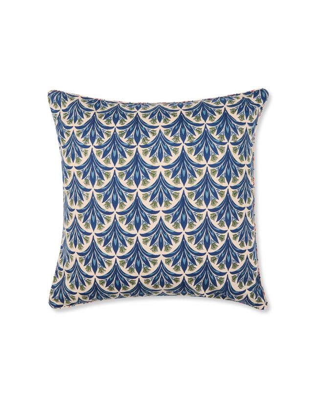 Fabindia Cotton Printed Cushion Cover - Blue - 16 x 16 inch