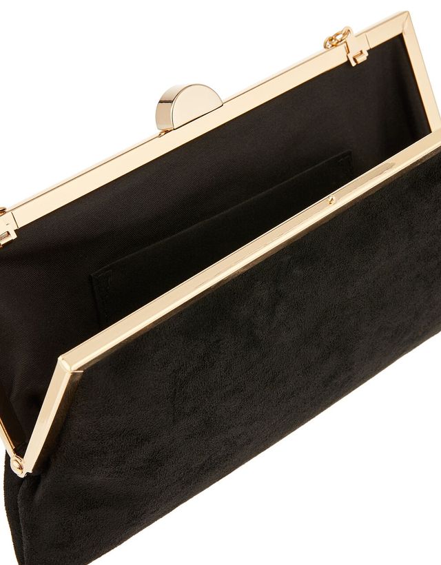 Accessorize London Women's Suedette Clipframe Party Bag | Faux Leather - Black
