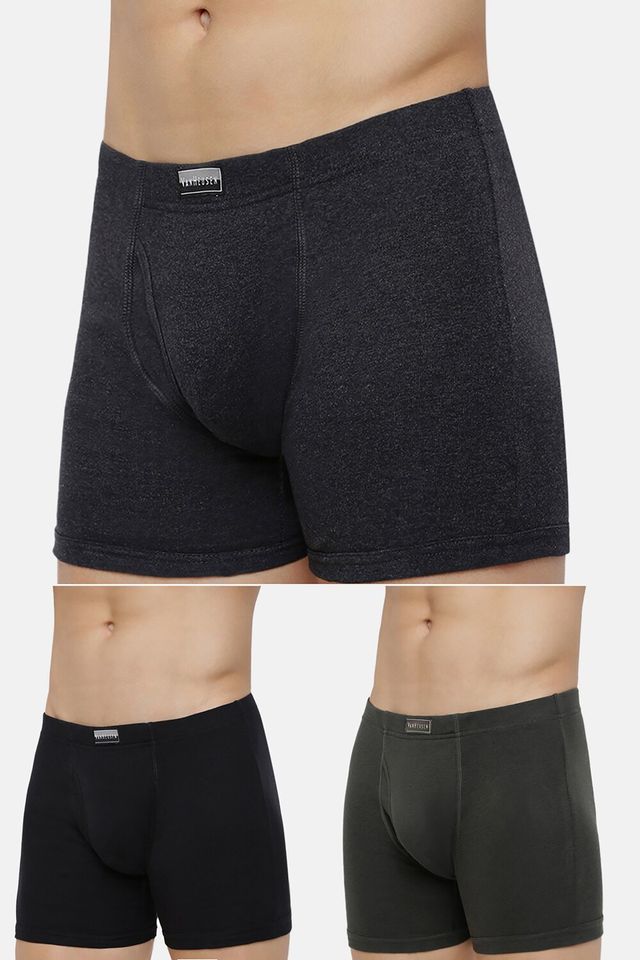 Van Heusen Men's Combed Anti Bacterial Boxer Briefs | Pure Black - Dark Grey - Peat - M