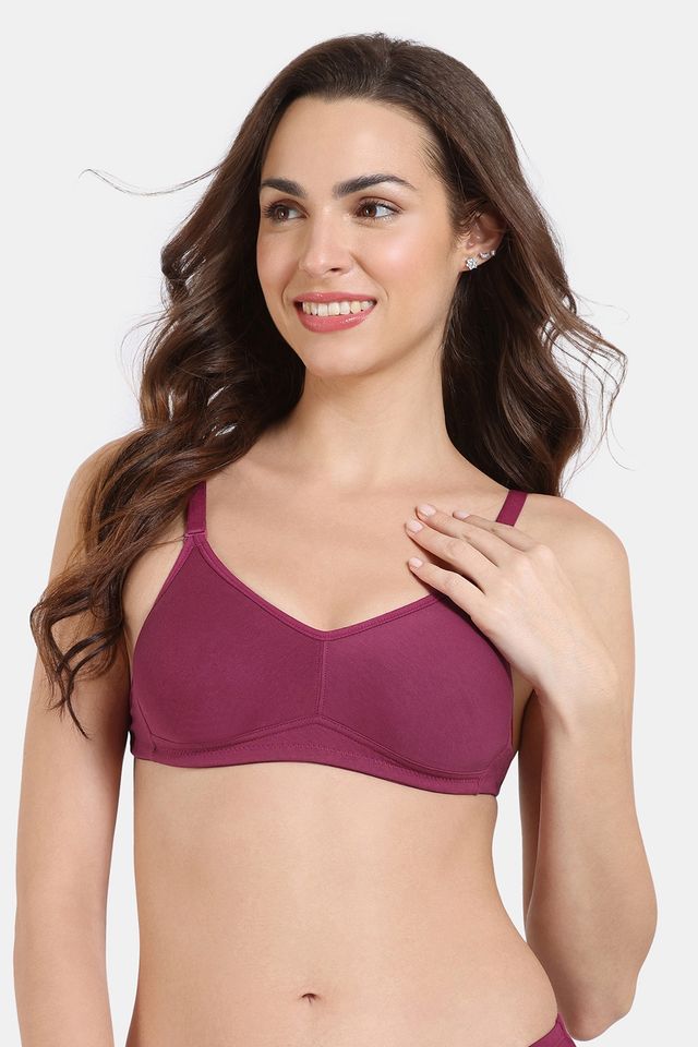 Zivame Women's Basics Double Layered Non Wired Full Coverage Backless Bra | Beet Red - 32B