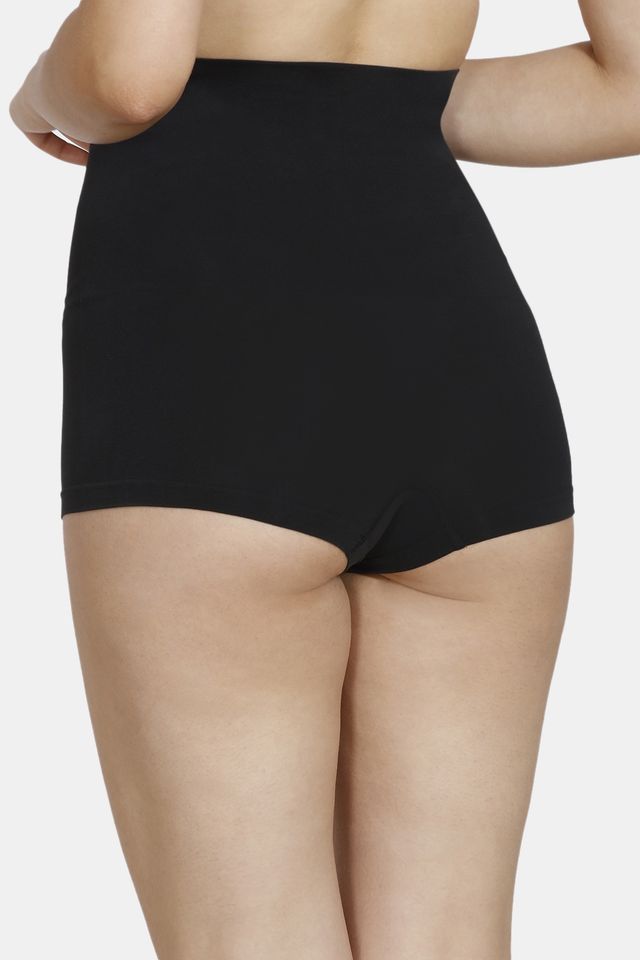 Zivame Women's Tummy Control Midwaist Boyshort | Black - S