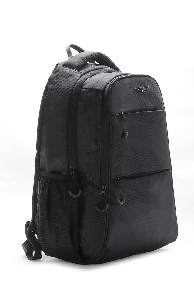 Police Men's Solid Nylon 20 L Top Handle Backpack | Black - M