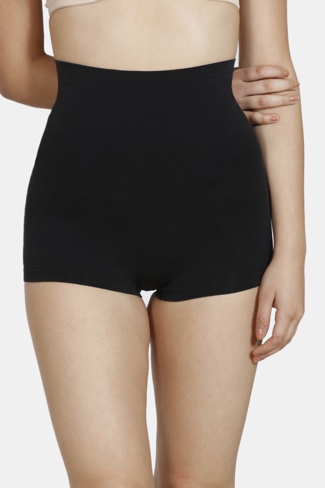 Zivame Women's Tummy Control Midwaist Boyshort | Black - S