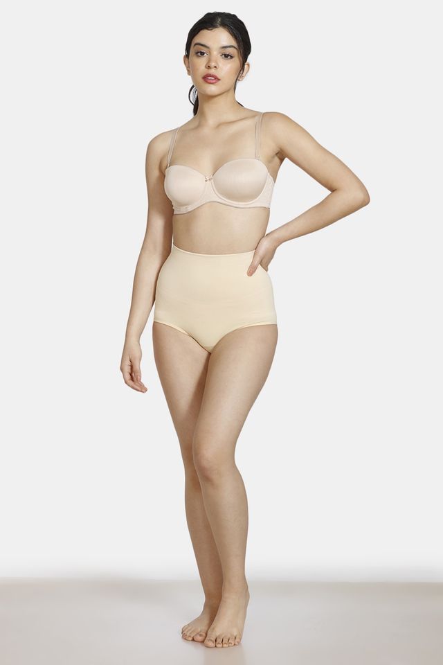 Zivame Women's Tummy Control Midwaist Hipster Panty | Skin - M