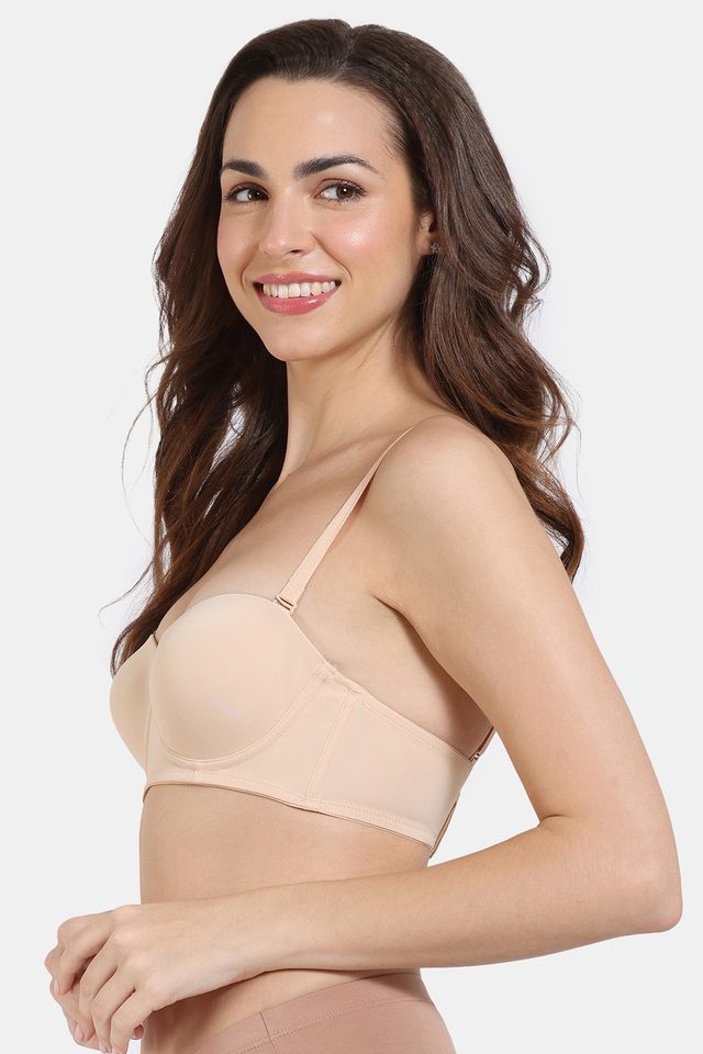 Zivame Women's Beautiful Basics Padded Wired 3/4th Coverage Strapless Bra | Toasted Almond - 36C