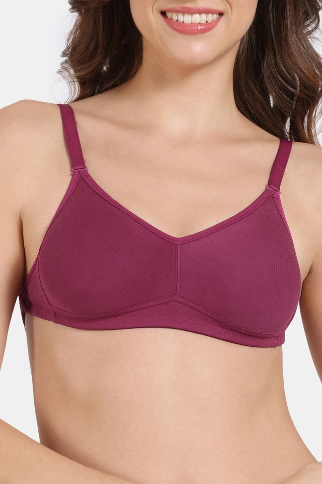 Zivame Women's Basics Double Layered Non Wired Full Coverage Backless Bra | Beet Red - 32B