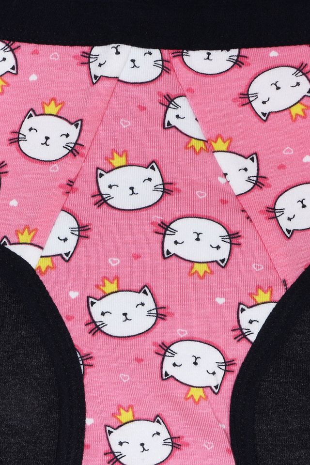 D'Chica Pink Cat Antimicrobial Reusable Period Panties for Women | Rash Free | Leakproof - XXL