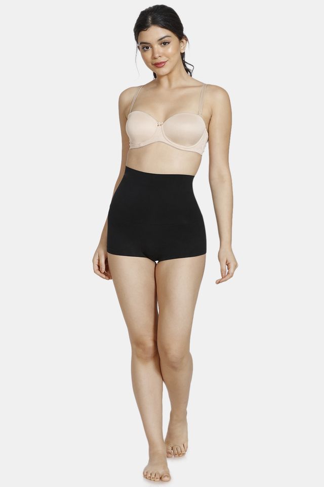 Zivame Women's Tummy Control Midwaist Boyshort | Black - S