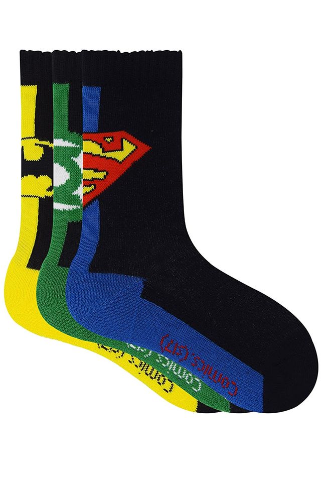 SocksXpress by Balenzia Justice League Crew Length Socks For Kids | 7-9 Years
