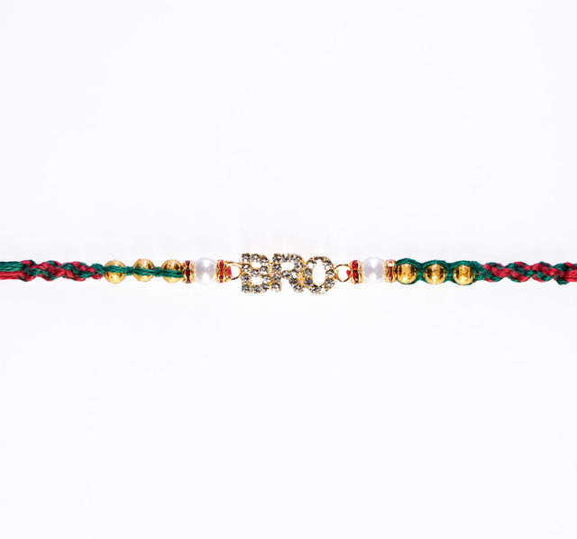 Aurum Cool Bro Rakhi With White & Golden Beads - Trendy and Stylish