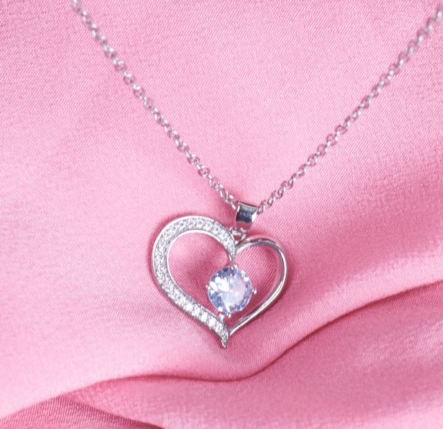 Salty Sophisticated Stone Heart Necklace Pendant for Women and Girls| Anti-Tarnish | Silver